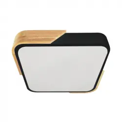 Iluzzia Plafón Led 18w Cuadrado De Madera Semi-dari Cct Seleccionable Iluzzia Negro