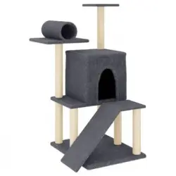 Rascador Para Gatos Con Postes De Sisal Gris Oscuro 110,5 Cm Vidaxl