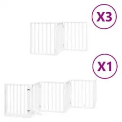 Puerta De Perros Plegable 15 Paneles Madera Álamo Blanca 750 Cm Vidaxl