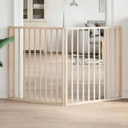 Puerta Para Perros Plegable 2 Paneles Madera De Álamo 160 Cm