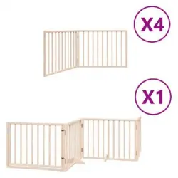 Puerta Para Perros Plegable 12 Paneles Madera De Álamo 960 Cm Vidaxl