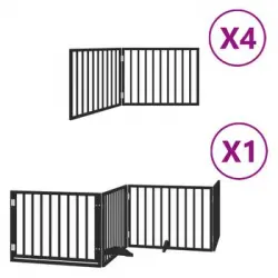 Puerta De Perros Plegable 12 Paneles Madera Álamo Negra 960 Cm Vidaxl