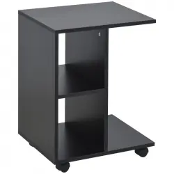 Homcom Mesita Auxiliar Moderno Con Ruedas 45x35x58 Cm Negro