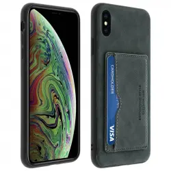 Avizar Funda Trasera de Silicona/Piel Sintética Gris Efecto Vintage para Apple iPhone XS Max