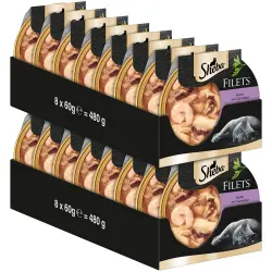 Sheba Feine Filets 16 x 60 g comida húmeda para gatos - Pollo con gambas