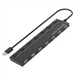 Conceptronic HUBBIES08BP HUB 7 Puertos USB 2.0 con Interruptores + Adaptador de Alimentación