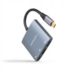 Nanocable Conversor USB Tipo-C a HDMI 4K Hembra /USB Hembra/USB Tipo-C 15cm Gris