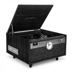 Victrola Tocadiiscos Century Con Reloj Negro