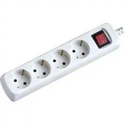 Garza Basic Power Regleta 4 Tomas con Interruptor y Cable 1.4m Blanco