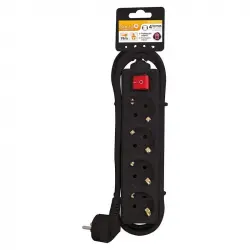 Garza Basic Power Regleta 4 Tomas con Interruptor y Cable 3m Negro