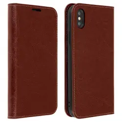Avizar Funda de Cuero Marrón para iPhone XS Max