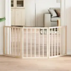 Puerta Para Perros Plegable 3 Paneles Madera De Álamo 150 Cm