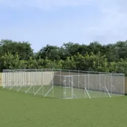 Perrera De Exterior | Jaula Para Perro | Parque Para Mascotas Acero Galvanizado Plateado 6x14x2 M Cfw783721