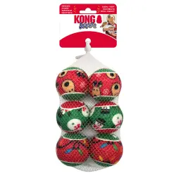 Bolas KONG Holiday SqueakAir, 6 piezas - Talla S: 5 cm diám. aprox.