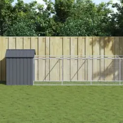 Caseta Perros Con Tejado Acero Galvanizado Gris 117x813x123 Cm