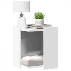 Mueble Arenero Para Gatos Madera Ingeniería Blanco 42x42x51 Cm