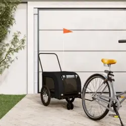 Remolque De Bicicleta Mascotas Hierro Tela Oxford Negro