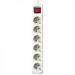 Bigbuy Regleta 6 Tomas Blanca 1.5m