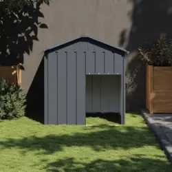 Caseta Perros Con Tejado Acero Galvanizado Gris 117x103x123cm