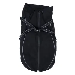 Abrigo con arnés TIAKI Arkon, negro para perros - aprox. 50 cm de largo de espalda