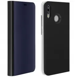 Avizar Funda Libro Translúcida Efecto Espejo Negro/Azul para Huawei P20 Lite