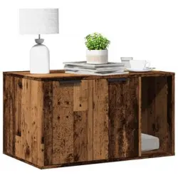 Mueble Arenero De Gatos Madera Ingeniería Envejecida 80x50x45cm