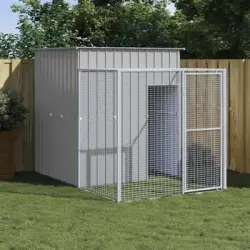 Gallinero Con Corral Acero Galvanizado Gris Claro 165x251x181cm