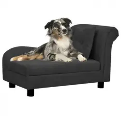 Sofá Para Perros Con Almohada Negro Felpa 83x44x44 Cm