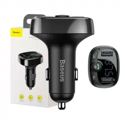 Baseus Transmisor FM Bluetoth/MP3 y Cargador de Coche 2x USB 3.4A Negro