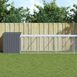 Gallinero Con Corral Acero Galvanizado Gris 110x813x110 Cm