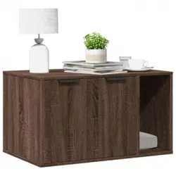 Mueble Arenero Para Gatos Madera Ingeniería Marrón 80x50x45 Cm