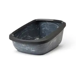 Arenero descubierto Savic Aseo XXL con borde elevado - gris marmolado / negro