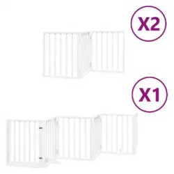 Puerta De Perros Plegable 12 Paneles Madera Álamo Blanca 600 Cm Vidaxl