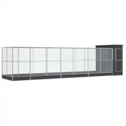 Pajarera Con Extensión Acero Plateado 830x203x216 Cm Vidaxl