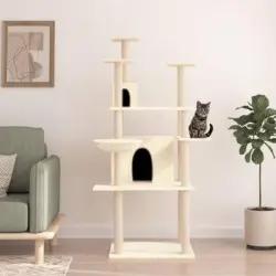 Rascador Para Gatos Con Postes De Sisal Crema 166 Cm