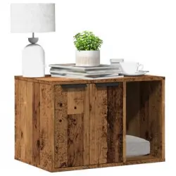 Mueble Arenero Para Gatos Madera Envejecida 60x40x40 Cm