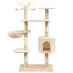 Rascador Para Gatos Con Poste Rascador De Sisal 125 Cm Beige