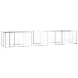 Perrera De Exterior | Jaula Para Perro | Parque Para Mascotas De Acero Galvanizado Con Techo 21,78 M² Cfw783976