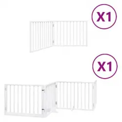 Puerta De Perros Plegable 6 Paneles Madera Álamo Blanca 480 Cm Vidaxl