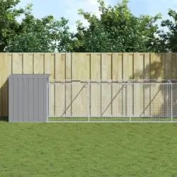 Caseta Perro Corral Acero Galvanizado Gris Claro 110x1221x110cm