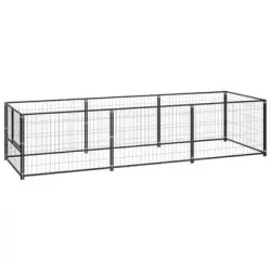 Perrera Exterior | Jaula Para Perro | Parque Para Mascotas Acero 3 M² Negra Cfw783658