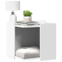 Mueble Arenero Para Gatos Madera Ingeniería Blanco 53x53x51 Cm