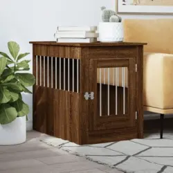 Jaula Para Perros | Perrera Exterior Madera De Ingeniería Roble Marrón 55x80x68 Cm Cfw765803