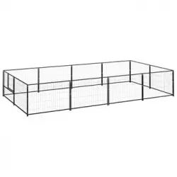 Perrera Exterior | Jaula Para Perro | Parque Para Mascotas Acero 8 M² Negra Cfw783685