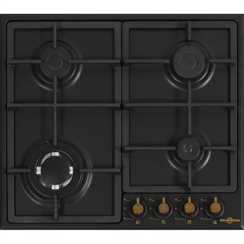 Vitrokitchen EN63RN Encimera de Gas Natural 4 Zonas 60cm Antracita