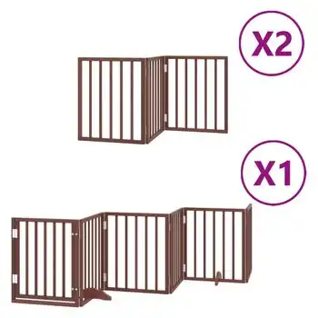 Puerta De Perros Plegable 12 Paneles Madera Álamo Marrón 600 Cm Vidaxl