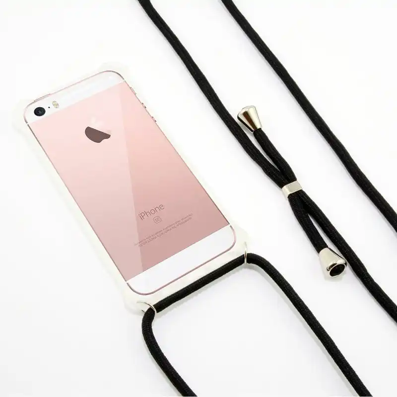 Ksix Funda Cordón Negro TPU Transparente para iPhone SE 2020