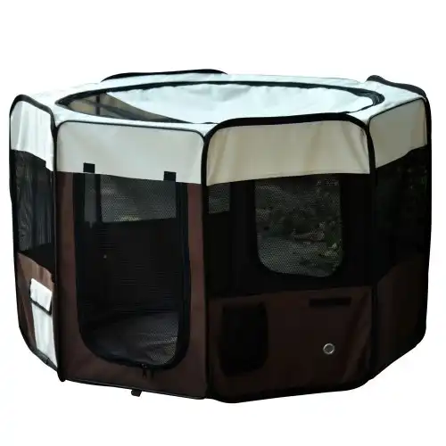 Parque de juego PawHut entrenamiento y dormitorio color Café Crema