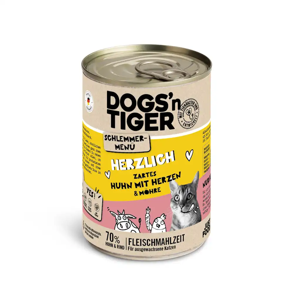 Dogs'n Tiger menú gourmet 6 x 400 g - Pollo con corazones