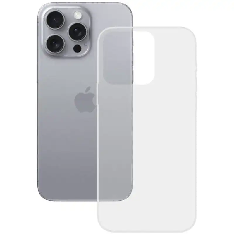 Ksix Funda Flexible Para Iphone 16 Pro Max, Antihuellas, Resistente, Ligera, Compatible Carga Inalámbrica, Transparente